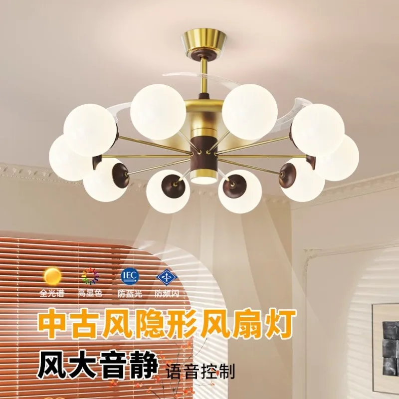 new medieval style invisible fan light French cream style dining room bedroom