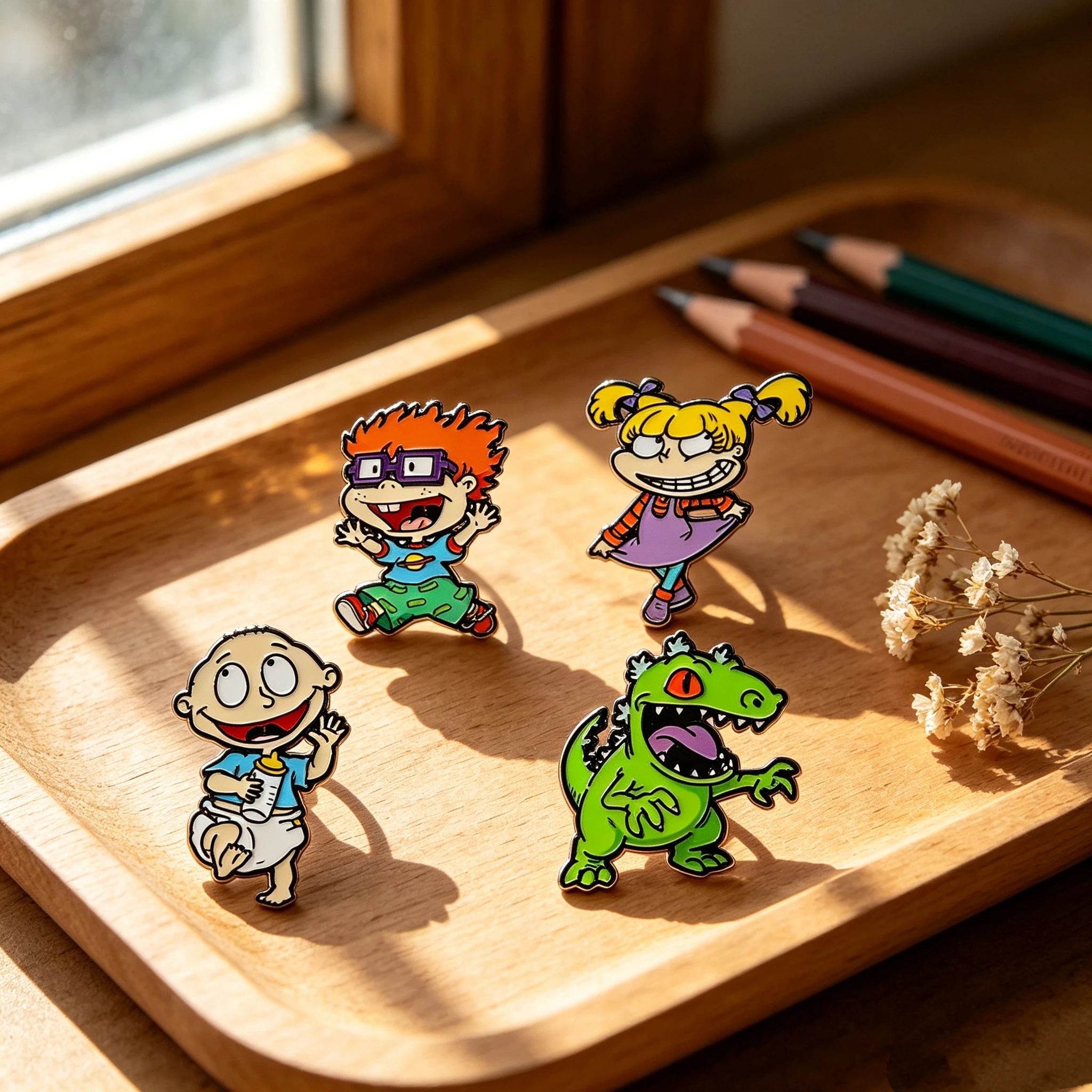 4 Styles American Retro Cartoon Enamel Brooches, Kid & Dinosaur Combo Badges, Decor Accessories for Canvas Bag & Denim