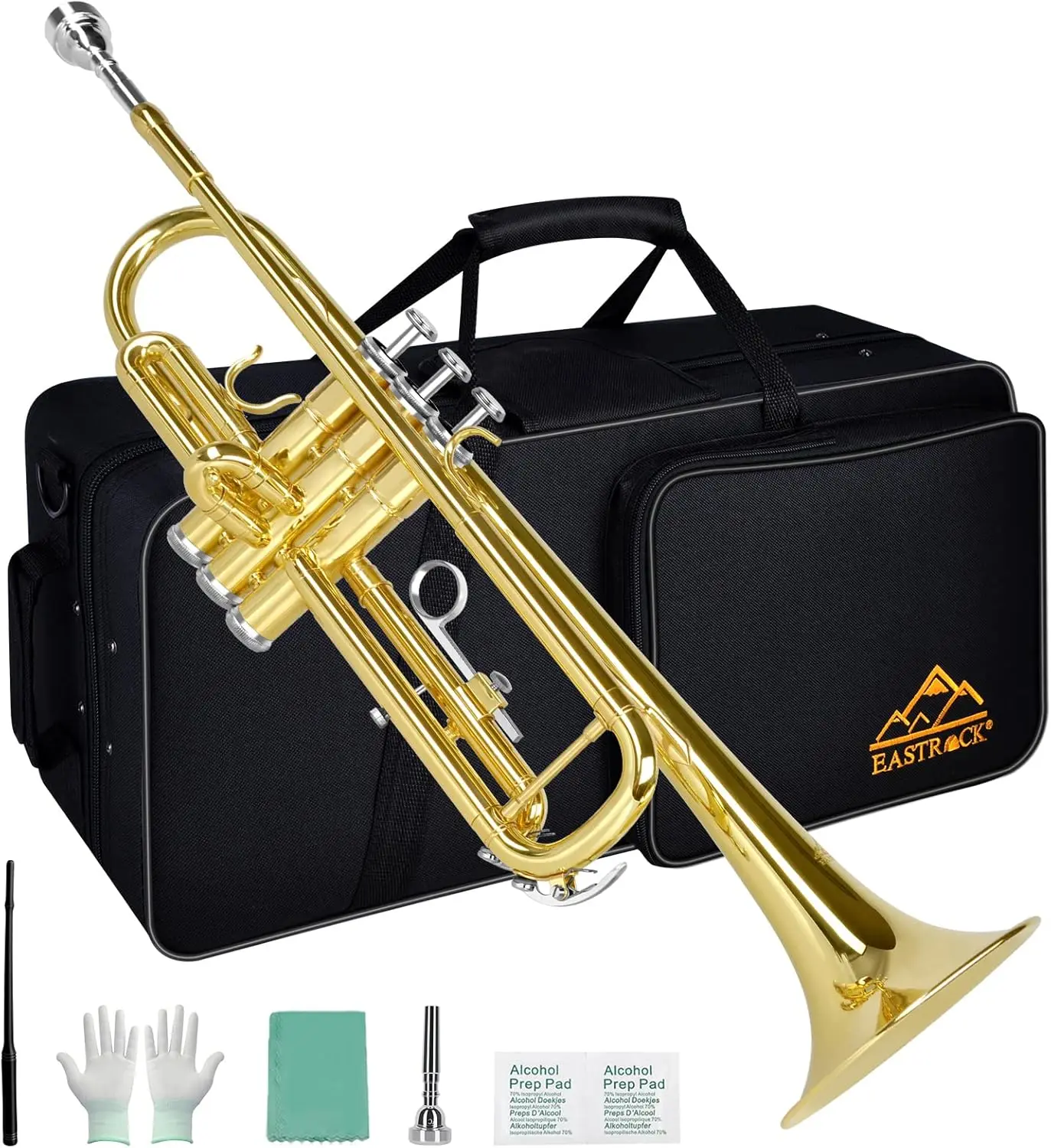 Trumpet Standard Trumpet Set with Carrying Case,Gloves, 7C Mouthpiece and Cleaning Kit (Gold)