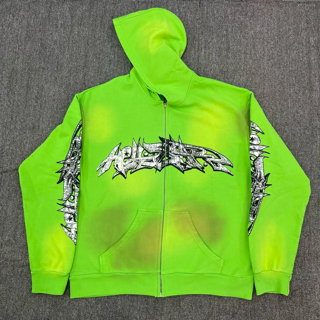 

Retro Waed Hell Future Flame American High Street Trendy Brand Hoodie Sweatirt Loose Fit Long Sve Zipper Closure Youth...