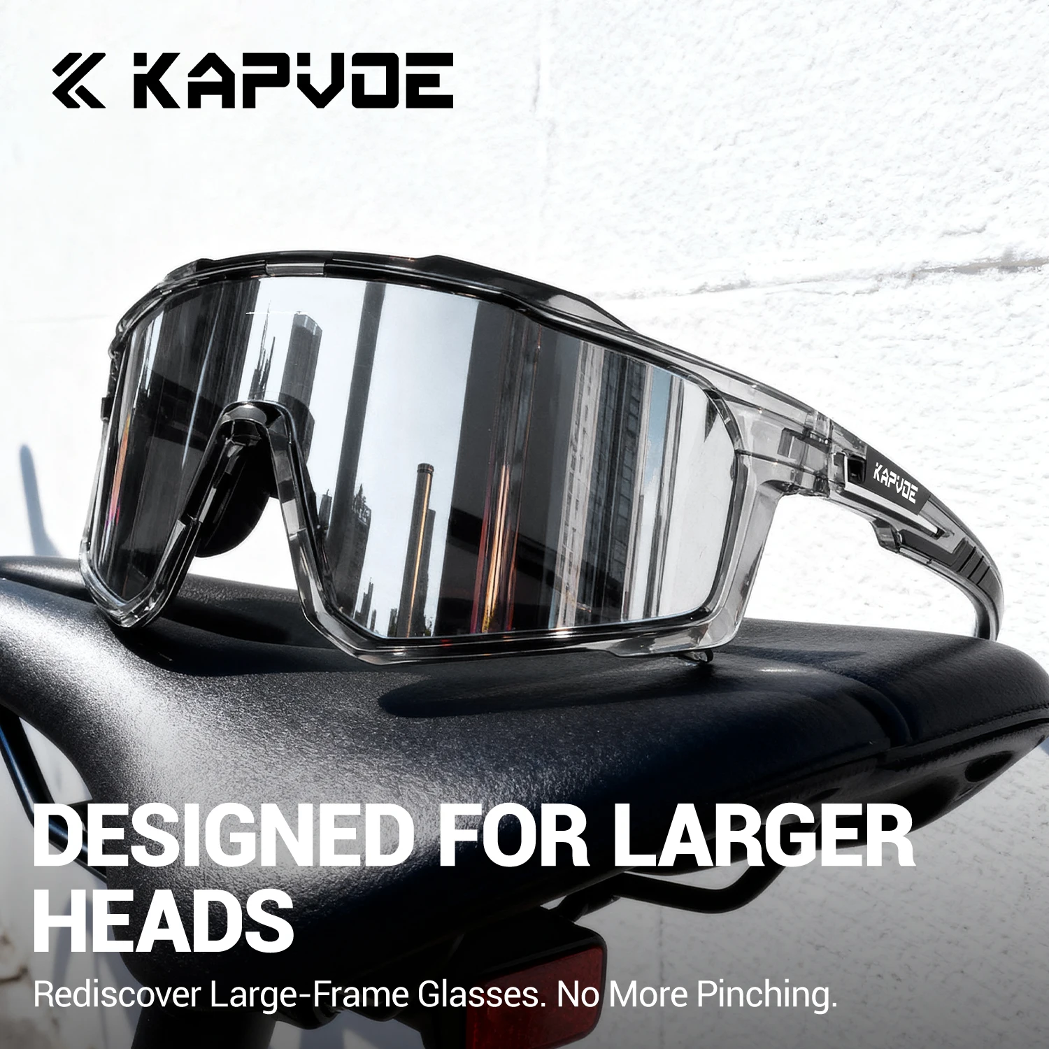KAPVOE Large size Cycling Sunglasses Glasses Outdoor UV400  Sports MTB Goggles Bike Driving Glasses Men Road Bicycle Glasses New