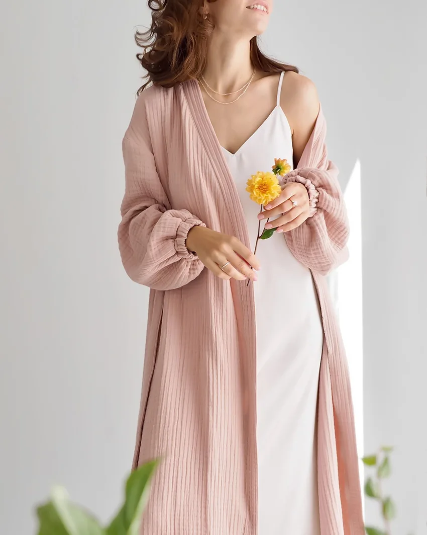 Cotton Maxi Dress For Women Sexy V-Neck Long Sleeve Spring Autumn Bandage Lace Up Casual Sundress Robe Vestido