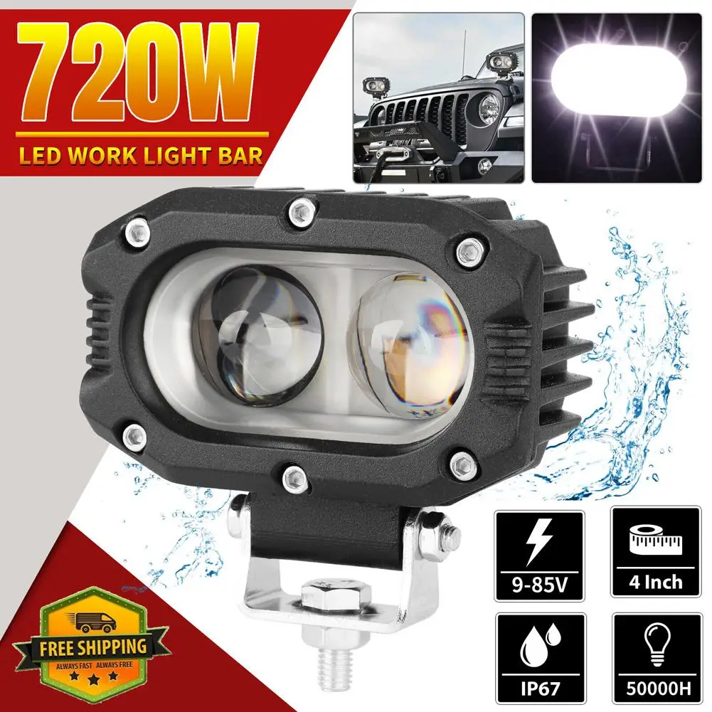 

4 Inch Lens Car Led Work Light 2led Square Headlight Spotlight Driving Lamp Off-road Vehicle Modified Parts