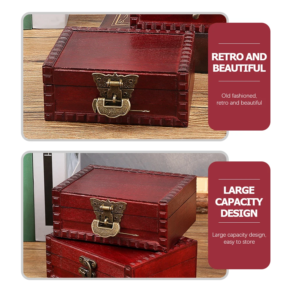 

1pc Vintage Wooden Jewelry Box With Lock Storage Organizer For Rings Earrings Necklaces Bracelets Watches Portable Travel Holder