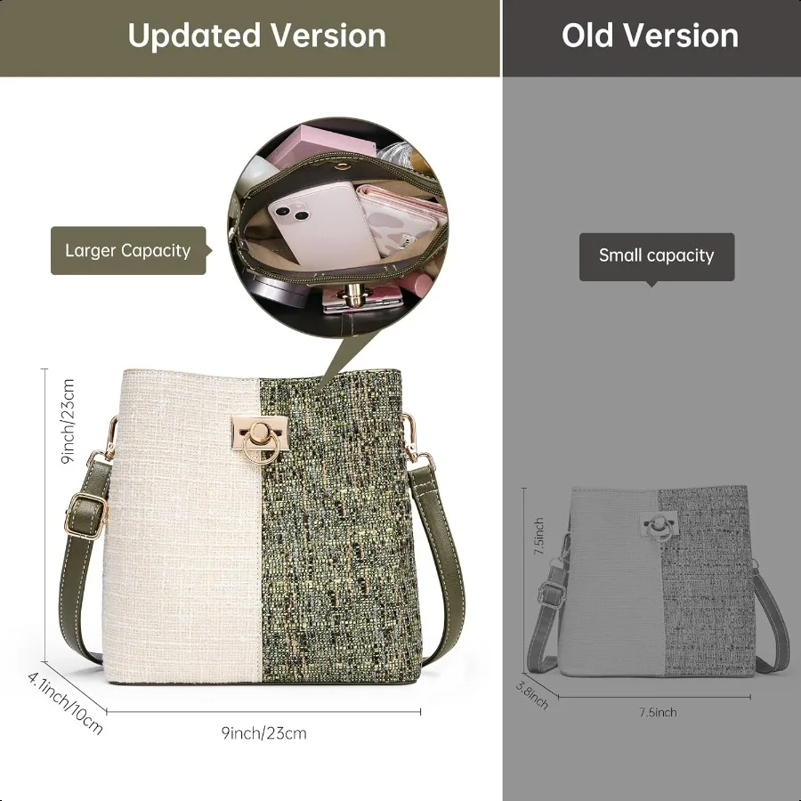 محافظ كلايدي كروس للنساء من الجلد النباتي حقيبة دلو عصرية للسيدات حقيبة يد كروس محفظة كتف مع جيوب متعددة