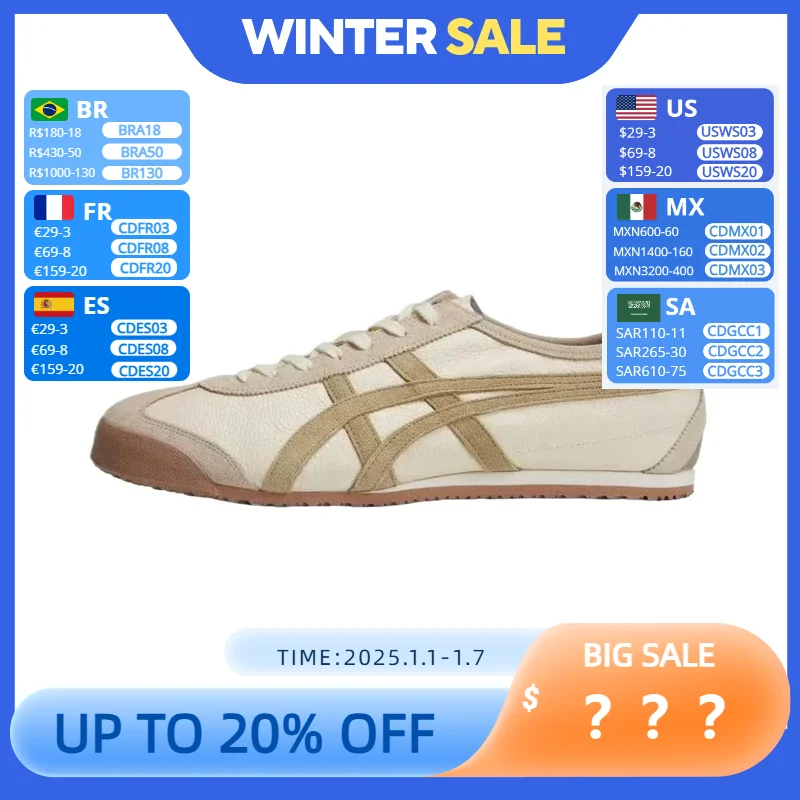 Asics Onitsuka Tiger MEXICO 66 Original Classic Low Side Men Women Sneaker Lightweight Running Shoes Gray Brown