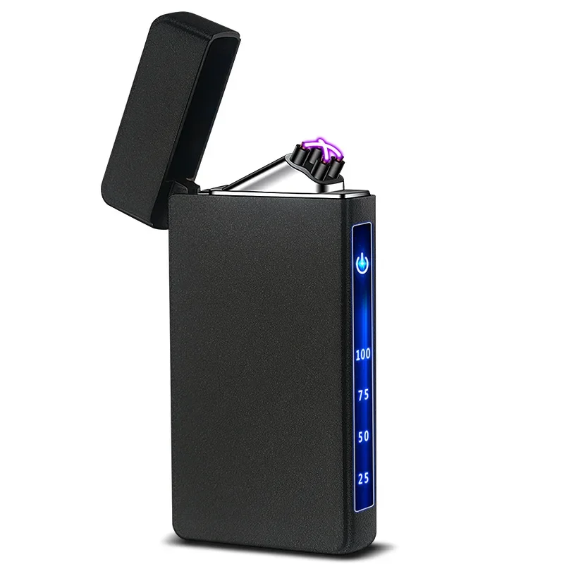 Rechargeable USB Type-C Charging Lighter Double Fire Arc/Touch Screen Power Digital Display Pulse Cigarette Electric Lighter