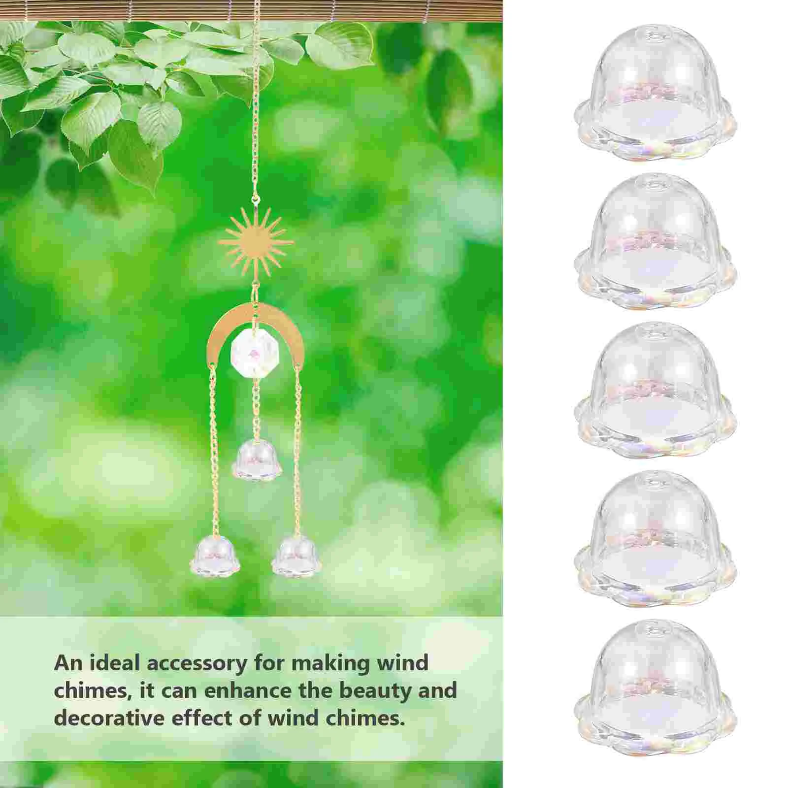 10 Pcs Transparent Wind Chime Beads Kits Prism for Sun Catchers Chimes Floral Crystals Hollow Acrylic Jewelry