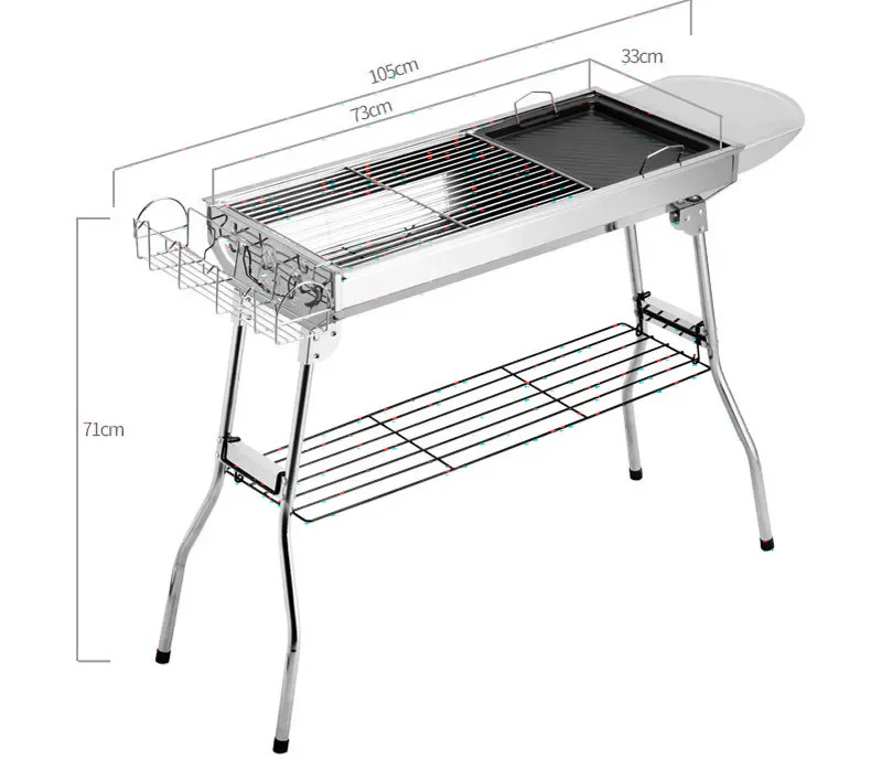 Factory Direct 2026 Barbecue Grill Outdoor Portable Folding Outdoor Camping Stainless Steel Barbecue Grill Charcoal Grill