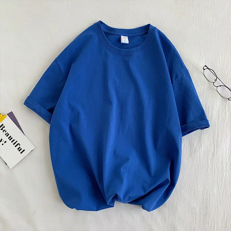 100% Baumwolle Kurzarm-T-Shirt für Männer und Frauen, Sommermode, einfarbig, schlicht, O-Ausschnitt, lockere, lässige Basic-Shortsleeve-Bluse. – Detail 10