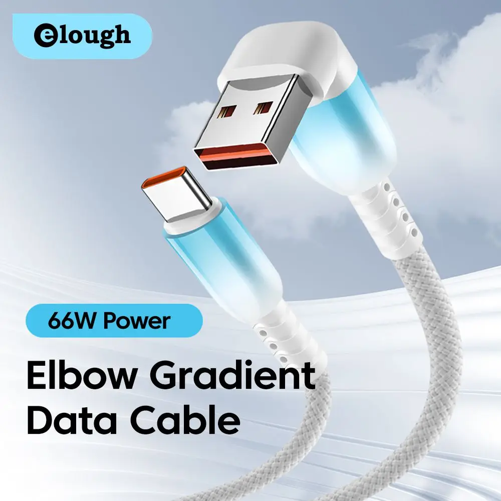 

90° Elbow Data Cable 66W 6A USB C to Type C Fast Charging Data Cord USB C Short Cable For iPhone 15 16 Portable Power Bank Wire