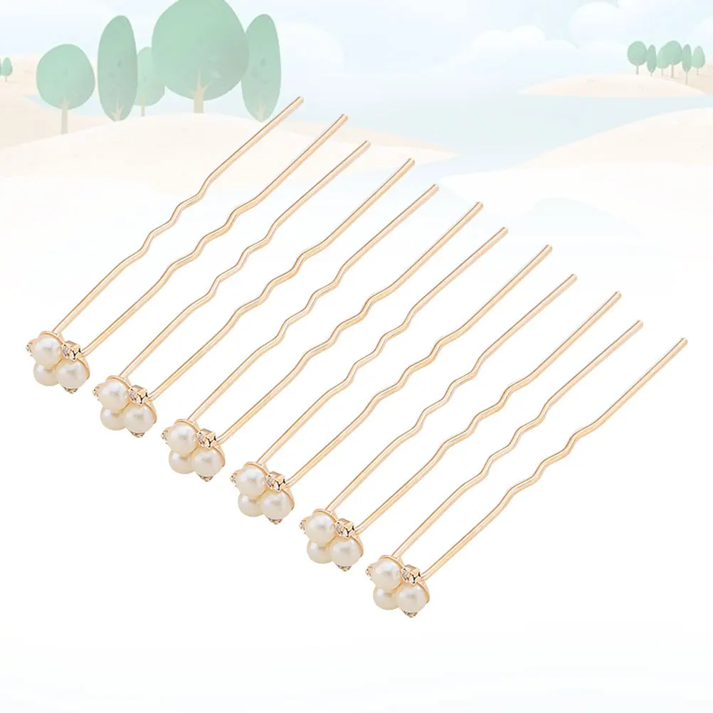 

12 Pcs Rhinestone Hairpin French Bridal Wedding Pins Accessories Bun Bobby Stick Formal Clip