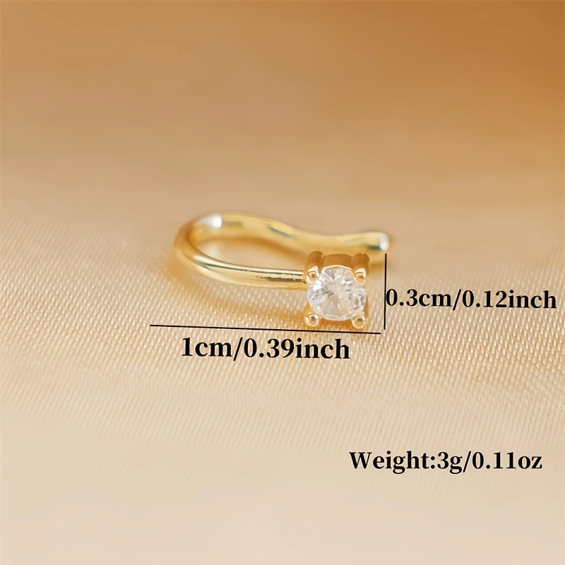 1-Piece Round Zircon Non Perforated Nose Ring Female Brass Material Adjustable Nose Clip Mother's Day Gift for Mom view 3