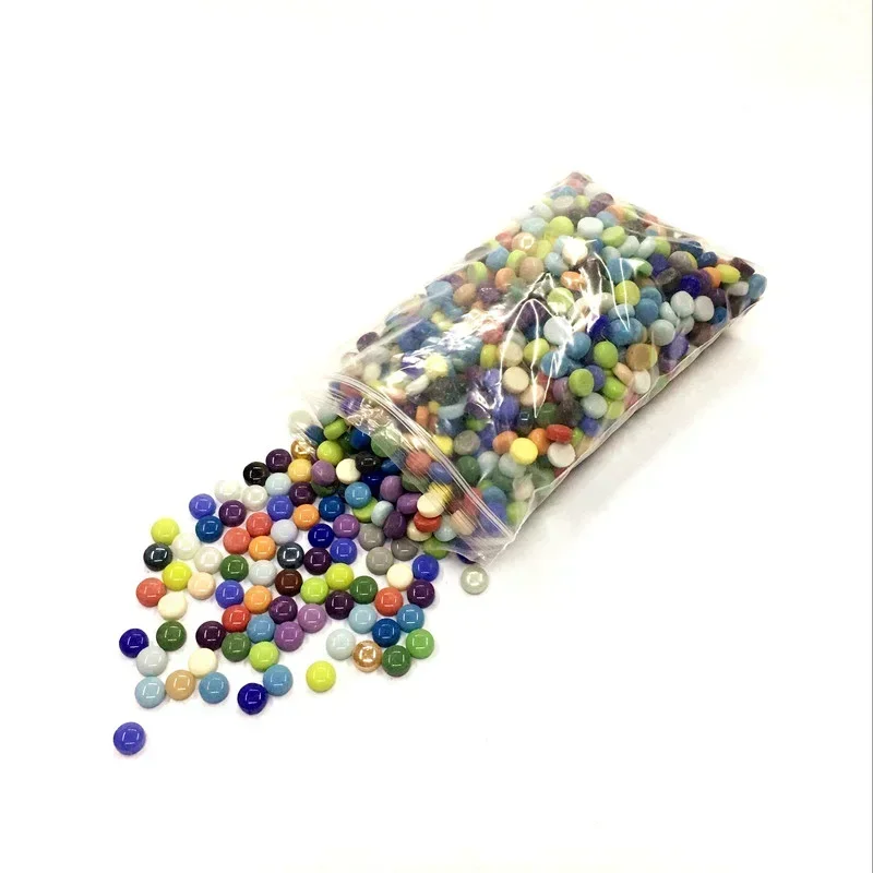 100g/3.52oz(Approx. 66pcs) 12mm Round Jade Mosaic Tiles Mix Color DIY Mosaic Making Materials Glaze Circel DIY Craft Tile