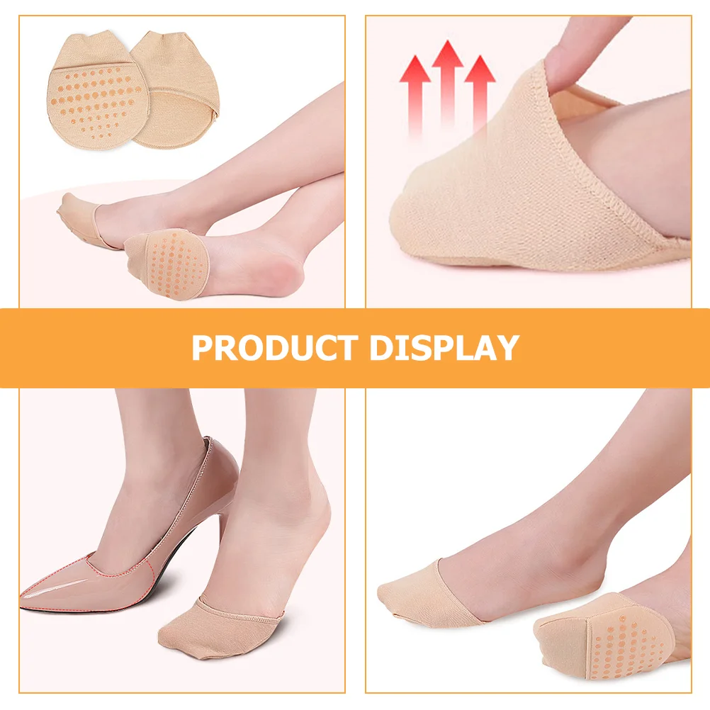 4 คู่พรีเมี่ยมผ้าฝ้าย Anti สวมใส่ครึ่ง Insoles สําหรับรองเท้าส้นสูงรองเท้า Forefoot Toe Topper ถุงเท้าเท้าถุงเท้ารองเท้าส้นสูง