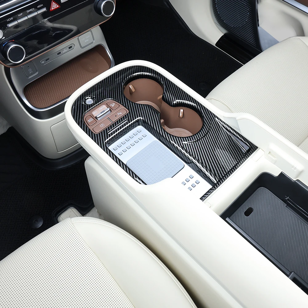 

Carbon Fiber Wood Grain Style Central Gear Box Shift Panel Cover Trim For Hyundai IONIQ 9 Accessories LHD