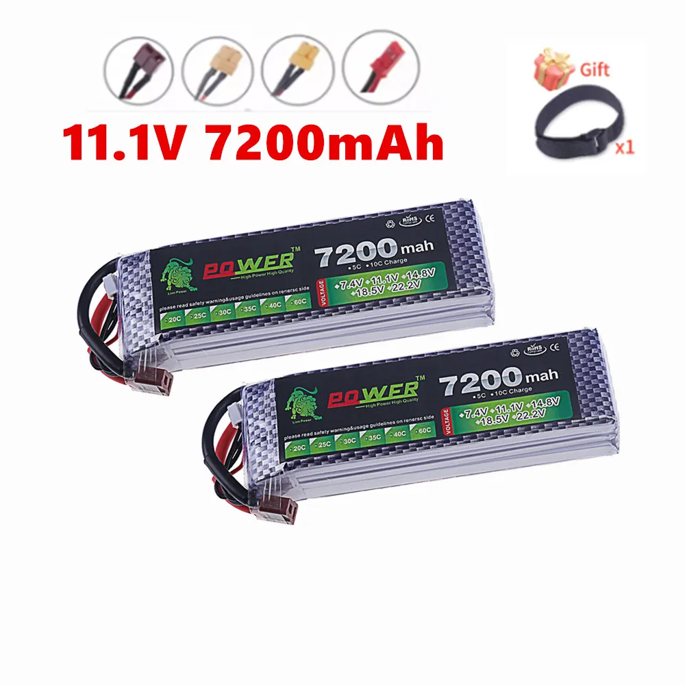 3S 11.1V Lipo Battery 7200mah 60C For Drone RC Car Helicopter Quadcopter Tank Boat Truggy 3S Battery With XT60 XT90 T JST Plug