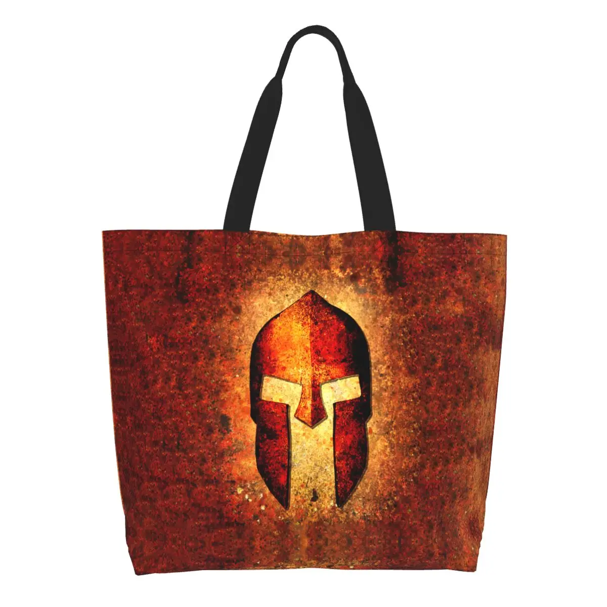 Fashion Printing Sparta Spirit Spartan Helmet Shopping Tote Bags Recycling Canvas Shopper Shoulder Handbag