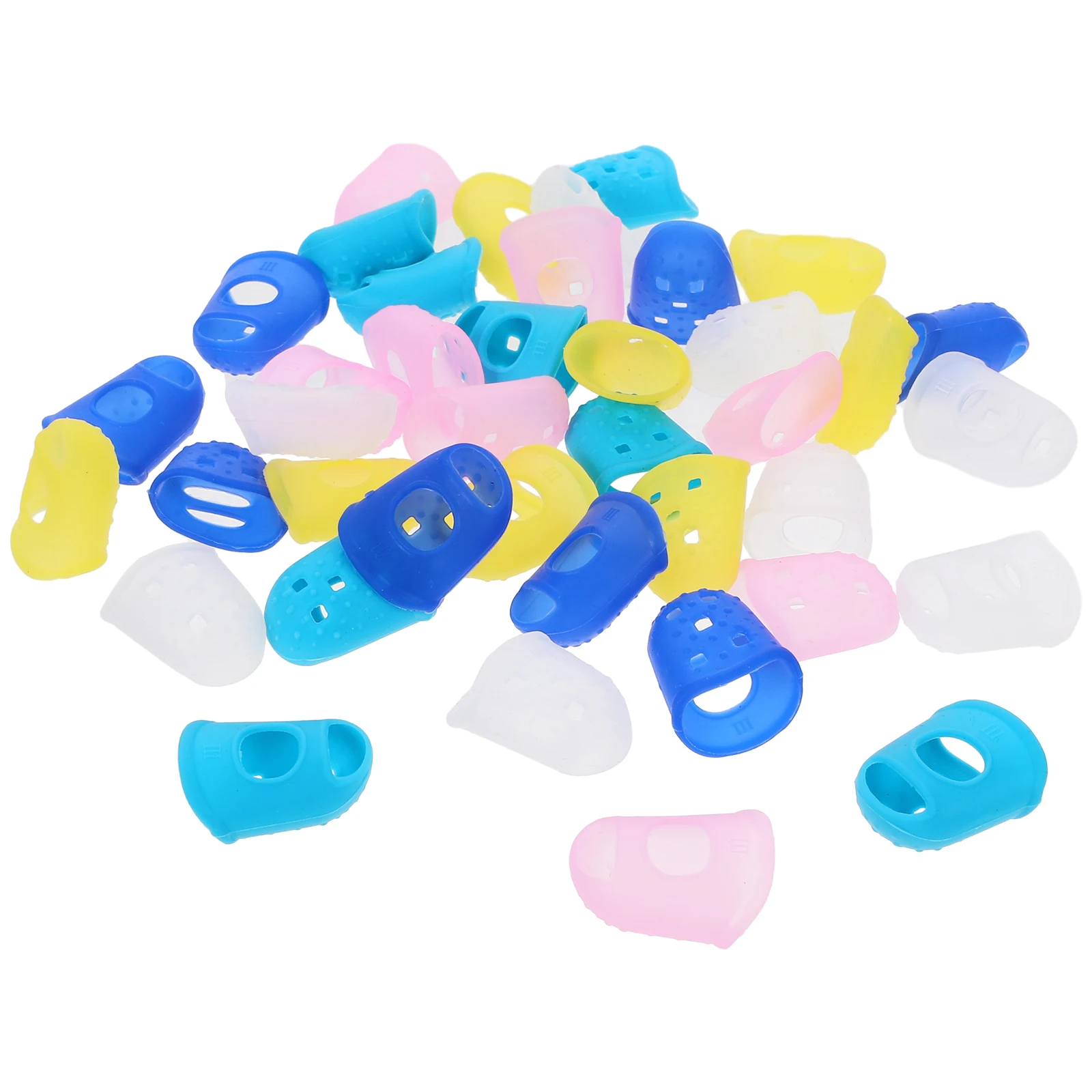 

40 pcs Anti-cut Finger Protectors Large Size Yellow Navy Pink Clear Each 8 Durable Silicone Covers For Paper Sorting Gloves