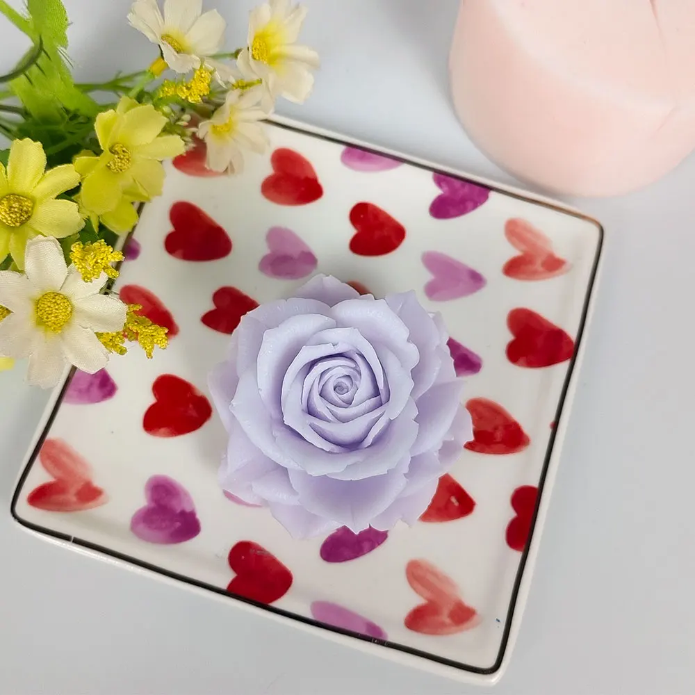 3D Rose Flower Shape Candle Silicone Mold Fondant Cake  Soap Mould DIY Aromatherarpy Household Decoration Craft Tools HC0629