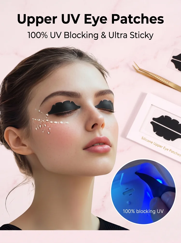 RISI Wimpern-Silikon-UV-Schutzpads: Schwarze UV-Schutzpads für Wimpernverlängerungen, Augengel-Pads, schwarze Augenpads, UV-Augenpads, Patches – Detail 1
