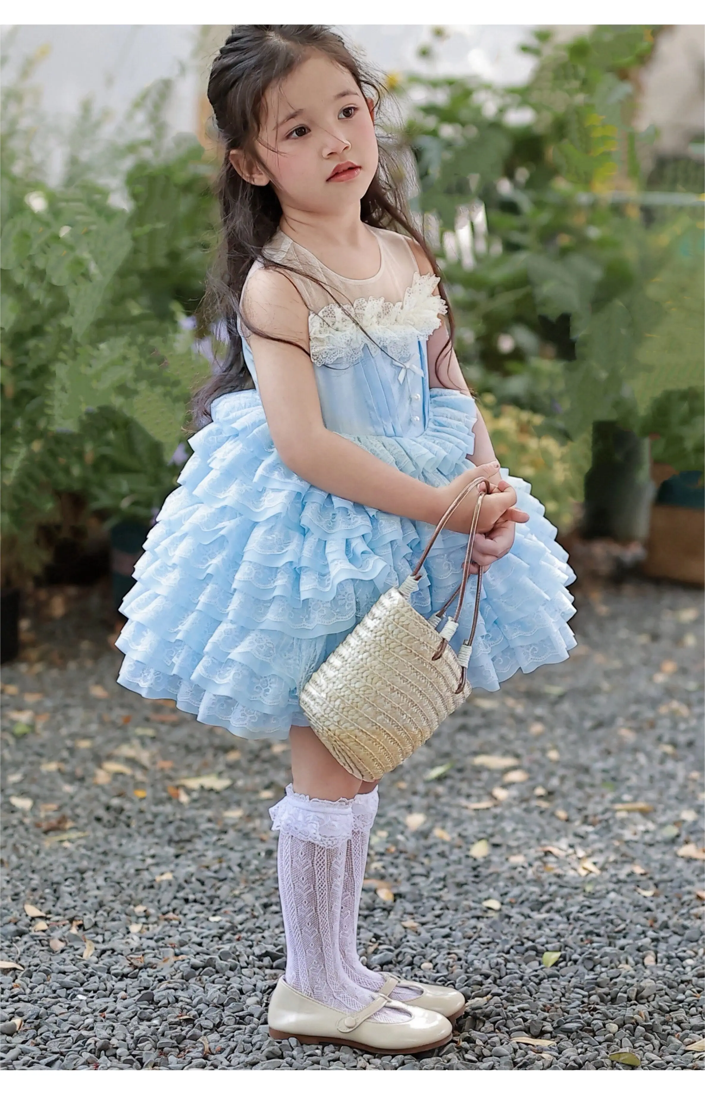 Kinder-Prinzessinnen-Tutu-Kleid, mehrschichtig, gerüschter Spitzen-Tüllrock, Schleife, für Kinder, Geburtstag, Hochzeit, Party, Kleinkind-Fotoshooting-Outfit – Detail 9