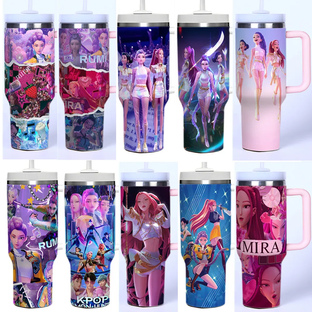 

K-pop Demon Hunters Thermos Cup Kids Anime Rumi Mira Zoey Unisex Vacuum Cup Water Bottle Office Coffee Mug Gift for Boys Girls