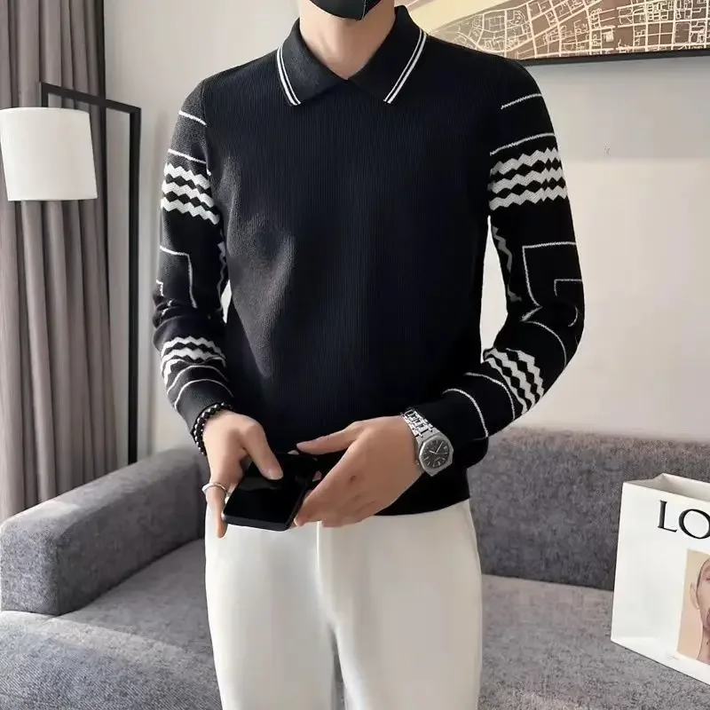 

Autumnr and Winter Knitted Sweaters for Men New In Pullover Man Korean Popular Clothes Knitwear Top Sweatshirt Loose Fit Casual