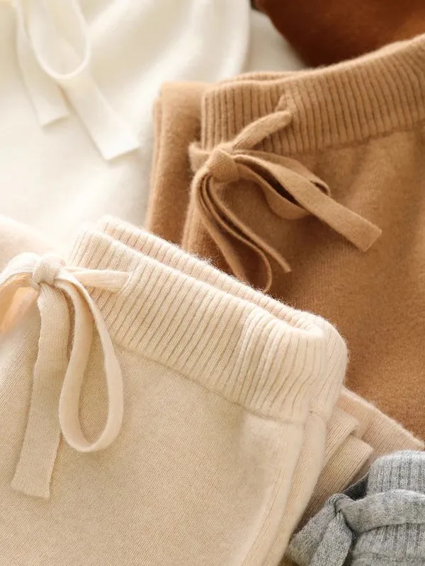 オーストラリア産ウール ワイドレッグパンツ レディース 秋冬 ストレート ニット ソフトクラウド カメレ ハイウエスト ドレープ アウター