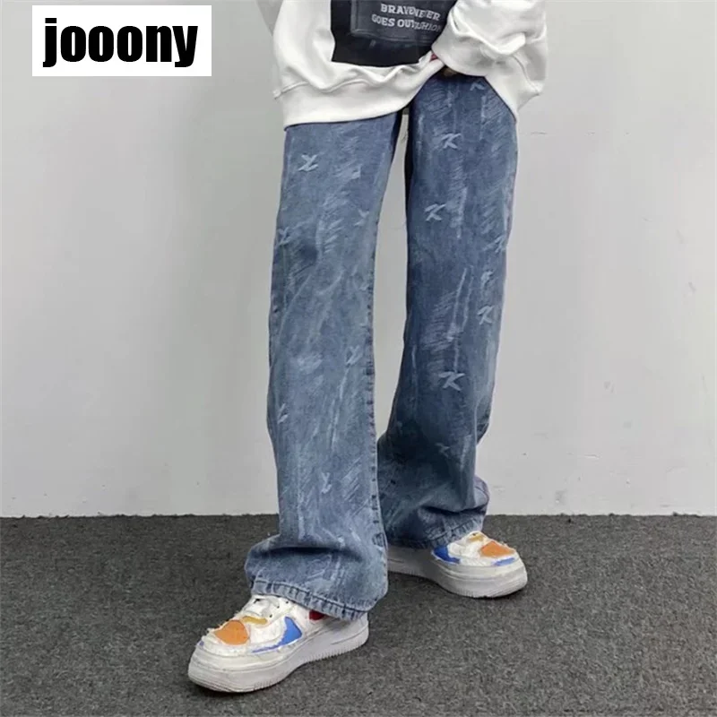 

Y2k Свободная весенняя версия для поездок на работу Мужские брюки Модные широкие брюки с высокой талией Мужская уличная одежда в корейском стиле Хип-хоп Винтаж