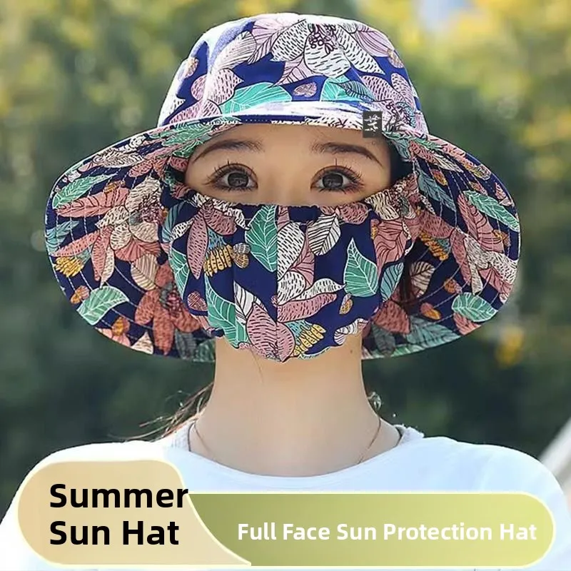 

Spring Summer New Style Women's Outdoor Sun Protection Hat Integrated Face Covering Tea Picking Cap for Farm Work