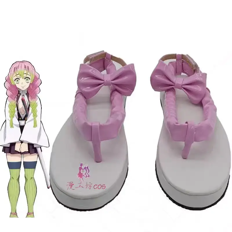 Chaussures de Cosplay Anime Demon Kanroji Mitsuri, sandales roses Slayer Kimetsu No Yaiba, chaussures à semelles en mousse Kanroji Mitsuri