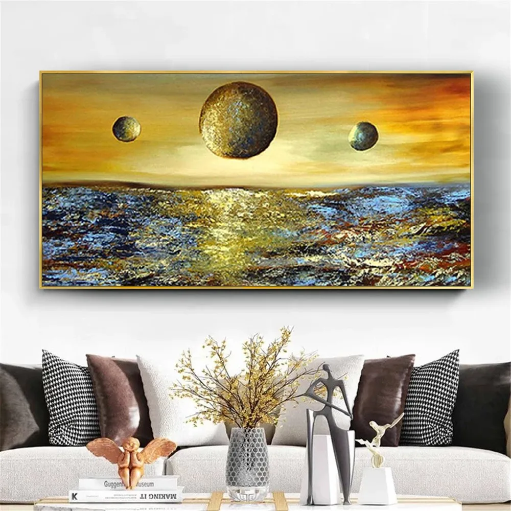 

Nordic Modern Moon Stars Space Planet Canvas Painting Large Wall Art Pictures For Room Home Decor Wall Hand Painted Oil Painting