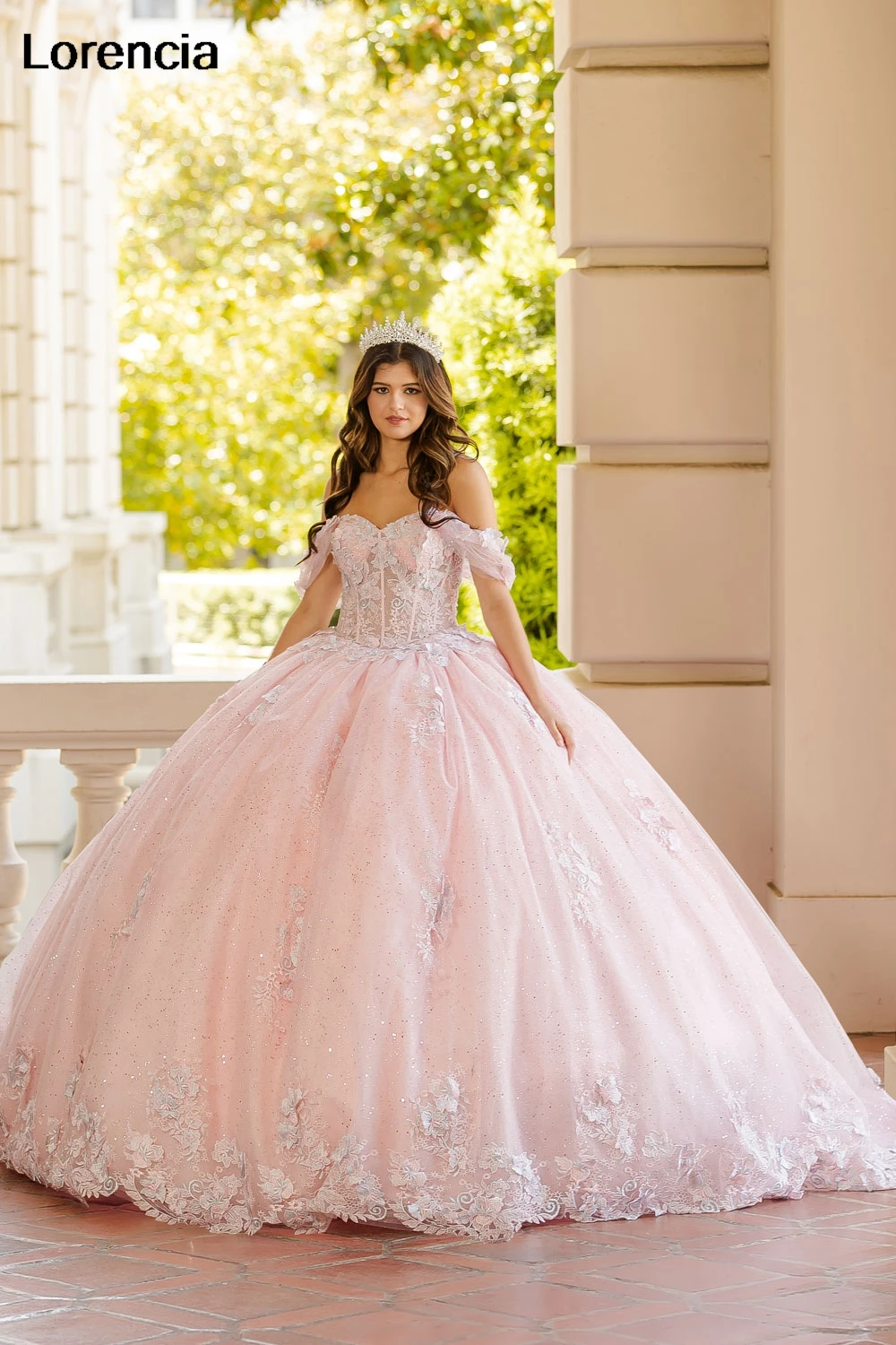 Personalizado mexicano rosa quinceanera vestido de baile floral renda applique miçangas espartilho doce 16 vestidos de 15 anos yqd839