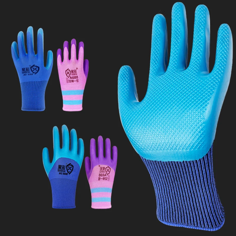 Guantes de trabajo antideslizantes, manoplas de protección resistentes al desgaste, resistentes al agua y duraderos, 1 par