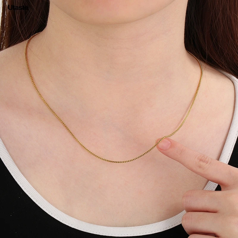 Fashion Long Box Chain Necklace Stainless Steel Basic Punk 2-7mm Thick Chains Jewelry Gift for Men Women Wholesale