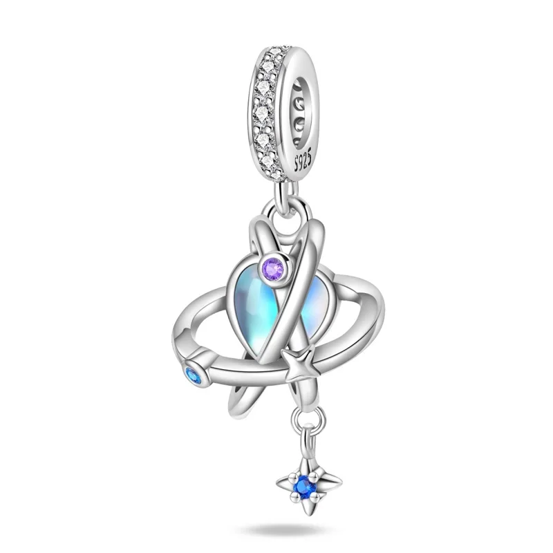 Fit DIY 925 Original Bracelets Color Changing Planet Trajectory 925 Silver Charms Pendant DIY Exquisite Birthday Jewelry Gifts