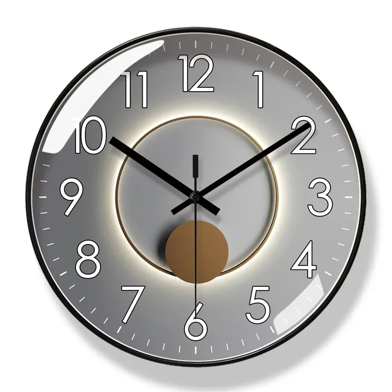 American Light Luxury Mute Wall Clock Modern Mute Sweep Second Quartz Wall Clock Living Room Bedroom Decoration Hanging Clocks