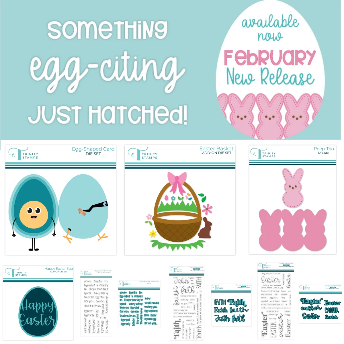 

2026 New February Easter Basket Egg Peep Trio Metal Cutting Dies Clear Stamps for DIY Making Card Scrapbook Embossed Paper