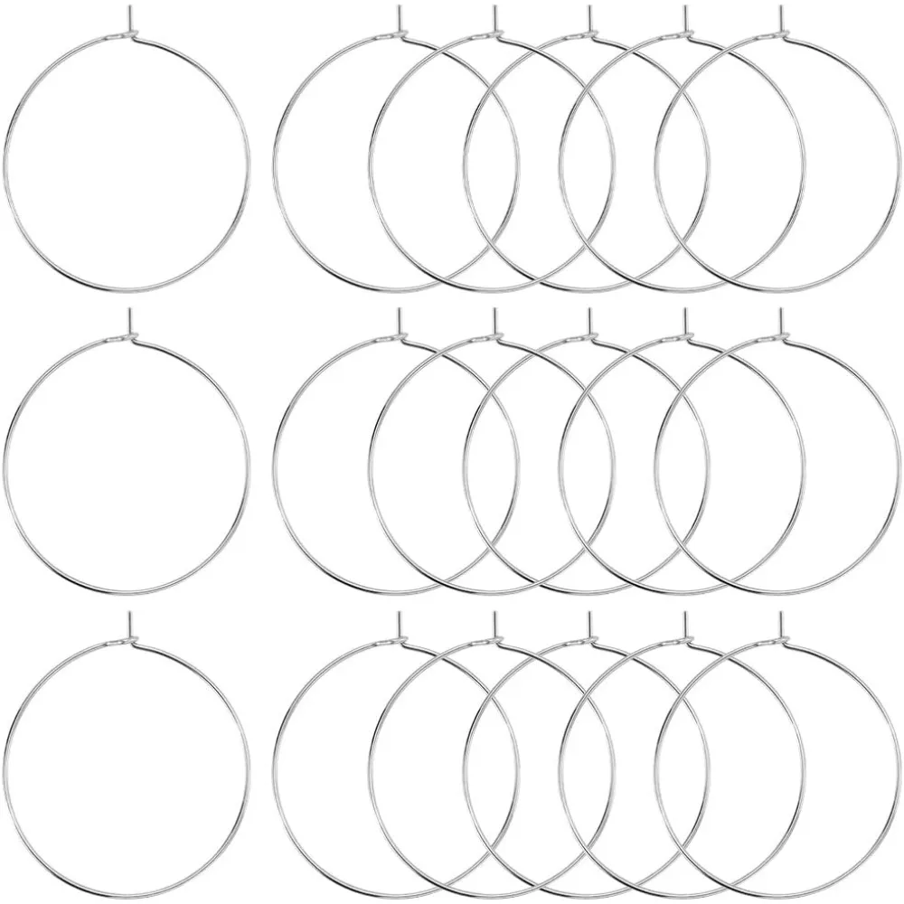 

200Pcs Wine Glass Rings 30mm 316 Stainless Steel Earring Findings Hoops Earrings Beading Hoop Earrings Bulk Wine Glass