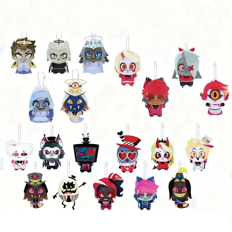 10cm Hazbin Hotel Vox Lucifer Alastor Plushies Angel Vaggie Velvet Sir Pentious Cosplay llavero de felpa muñeca colgantes mascota