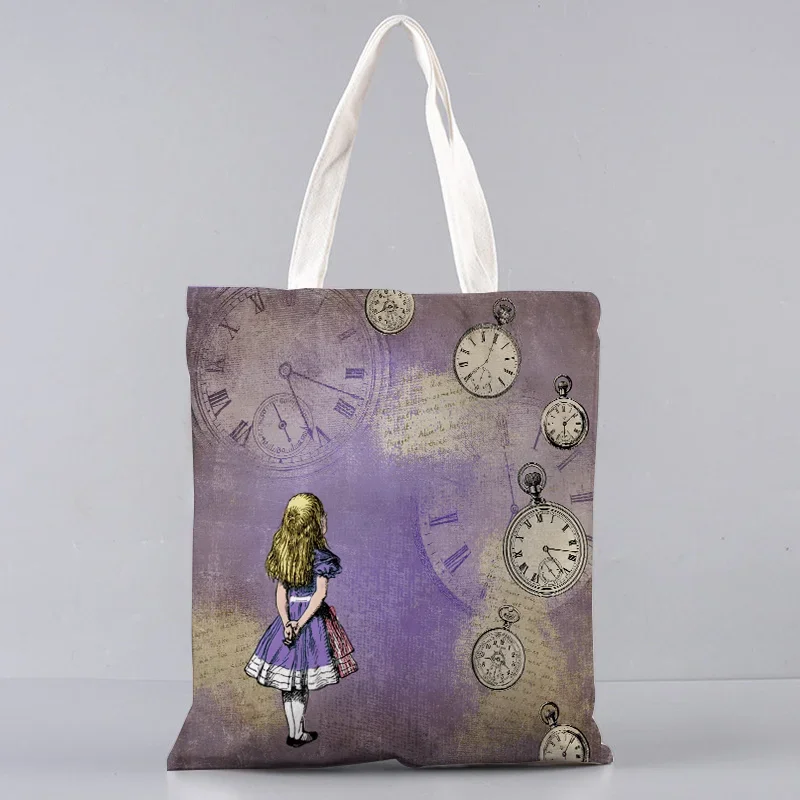 Borsa per la spesa a tracolla per ragazza borsa in tela da donna totes Tote bag donna Harajuku 2023 Shopper Alice princess Printed shopper handbag