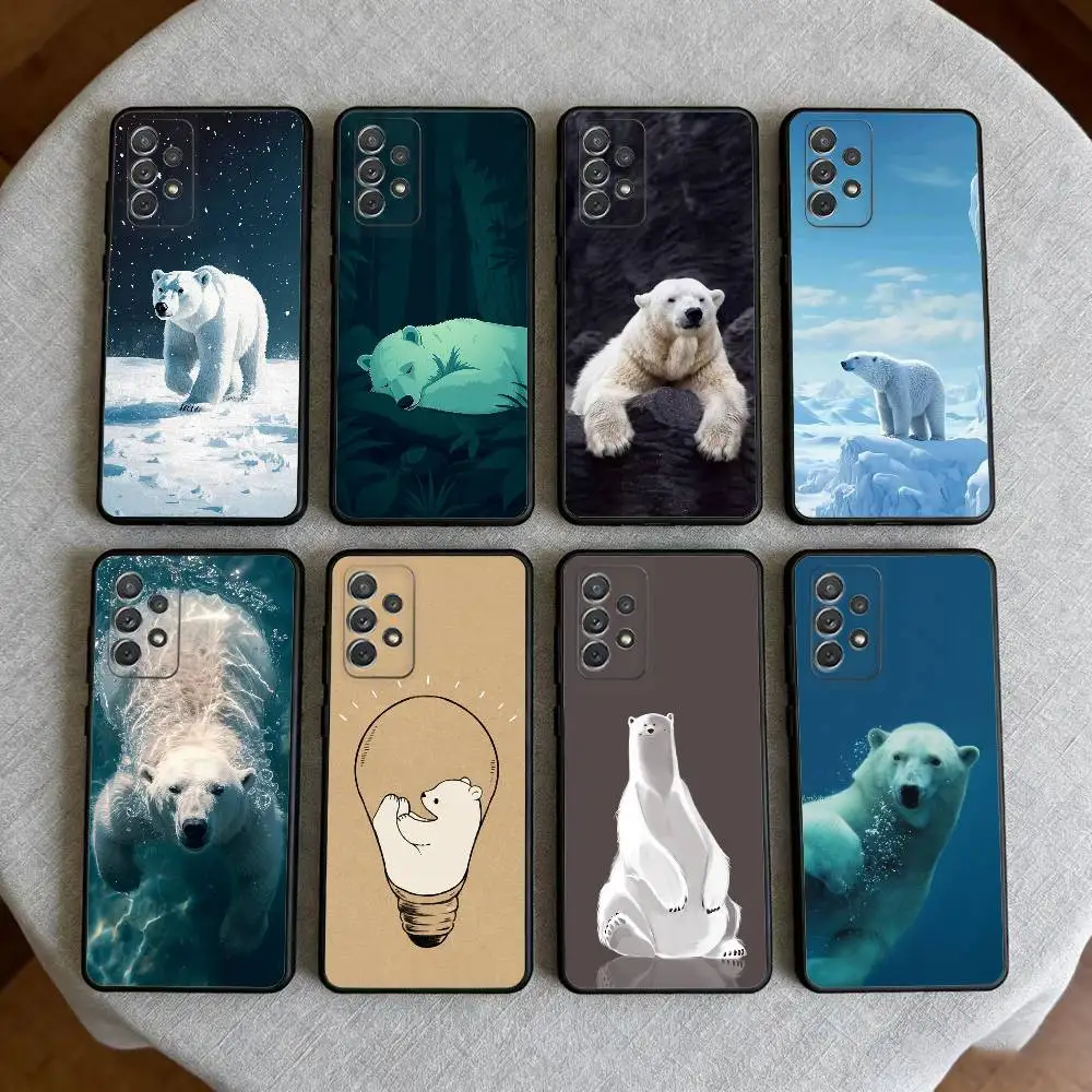 

Animal P-Polar B-Bear Phone Case For Samsung Galaxy A73,A72,A71,A70,A53,A52,A51,Soft Silicone Black Cover