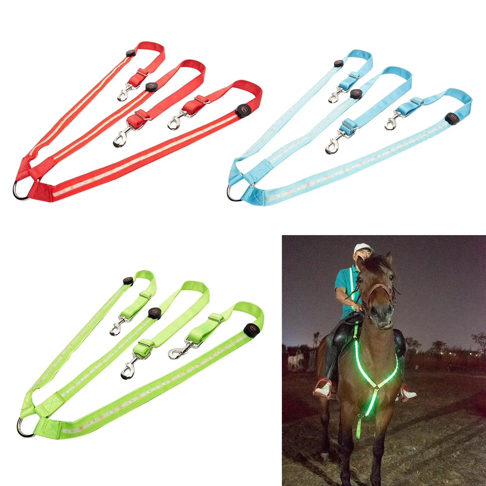 Cavalo Peitoral Collar Bridle Halter Tack LED Night Riding Belt Equipamentos Equestres Luz de Alta Visibilidade Para Equitação