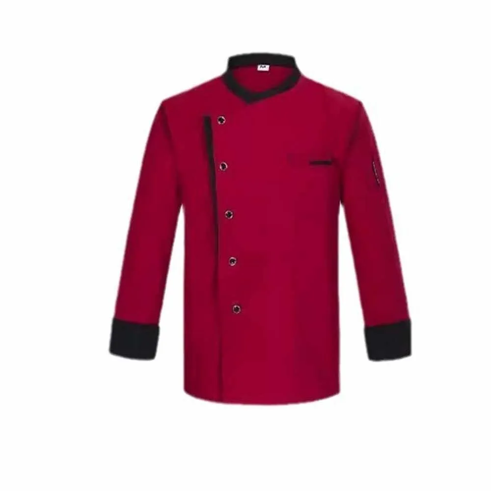 Uniforme de chef de manga comprida estilo ocidental jaqueta de chef espessada respirável preto/branco/vermelho roupas de trabalho de cozinha serviço de alimentos