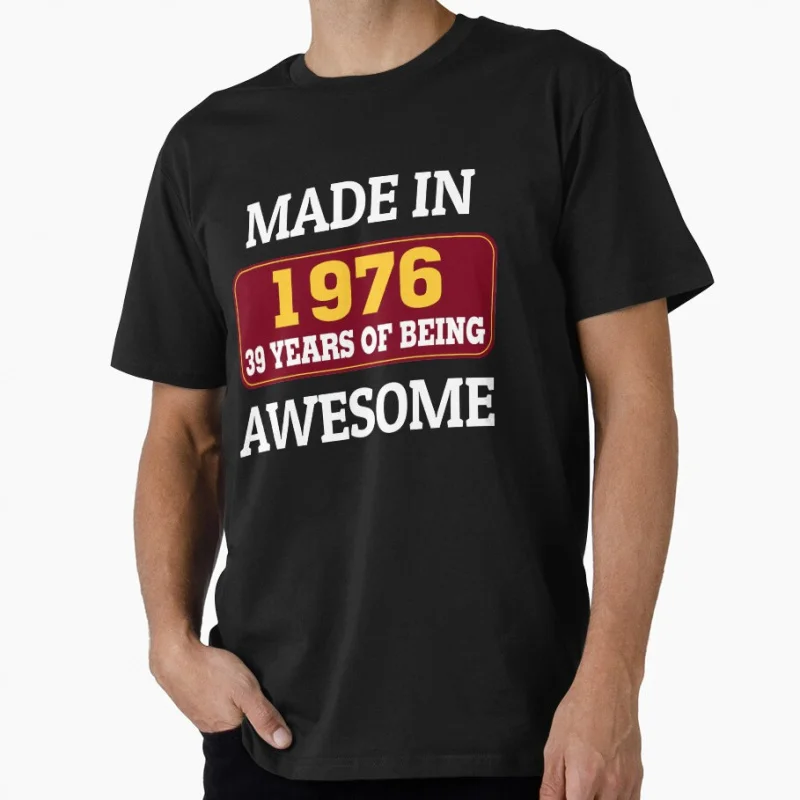 

Vintage Born in 1976 50th Birthday Gift T Shirt for men 100% cotton print 50 years Of Being Awesome clothes All size S-6XL Tops