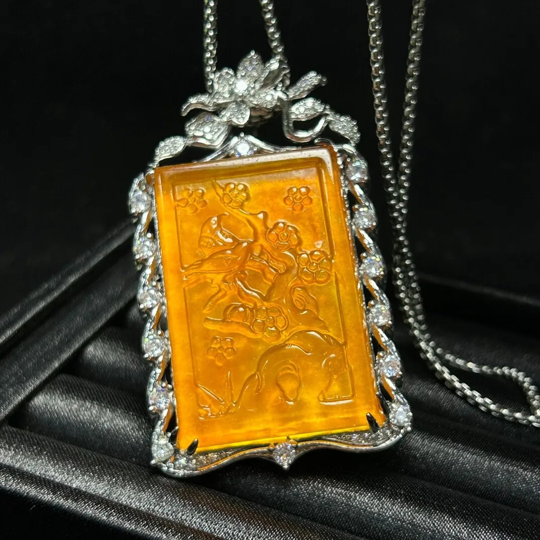 Real Natural Ice yellow Jade Jadeite amulet Pendant&Necklaces