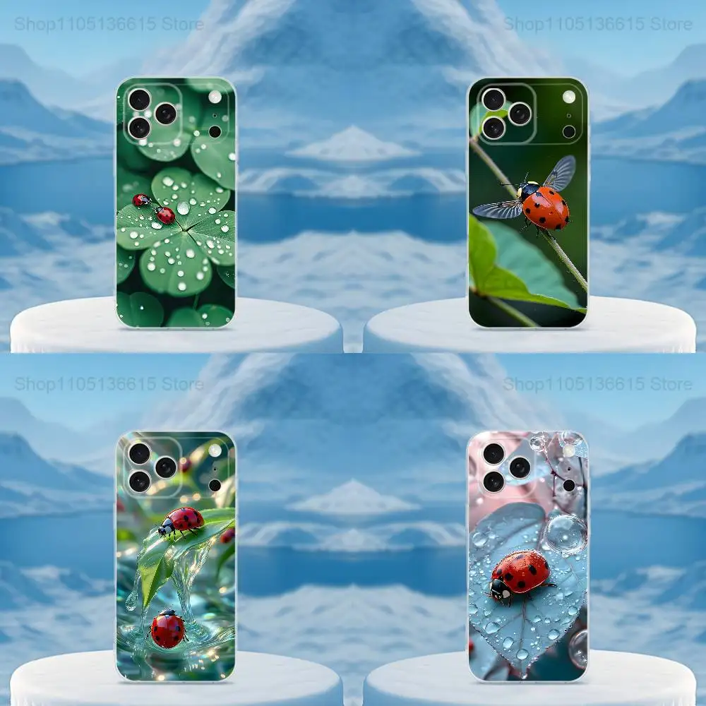 

Cute Insect Ladybug Phone Case For iPhone 16,15,14,13,12,11,17 Pro,Max,Plus,X,XS,XR,SE,Mini Transparent Soft Cover