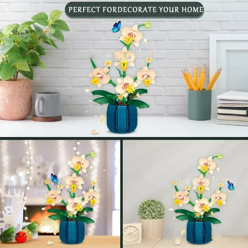 فالاينوبسيس بوعاء زهرة خالدة اللبنات مكتب سطح المكتب الديكور ألعاب تعليمية للأطفال البلاستيك أطقم منمذجة