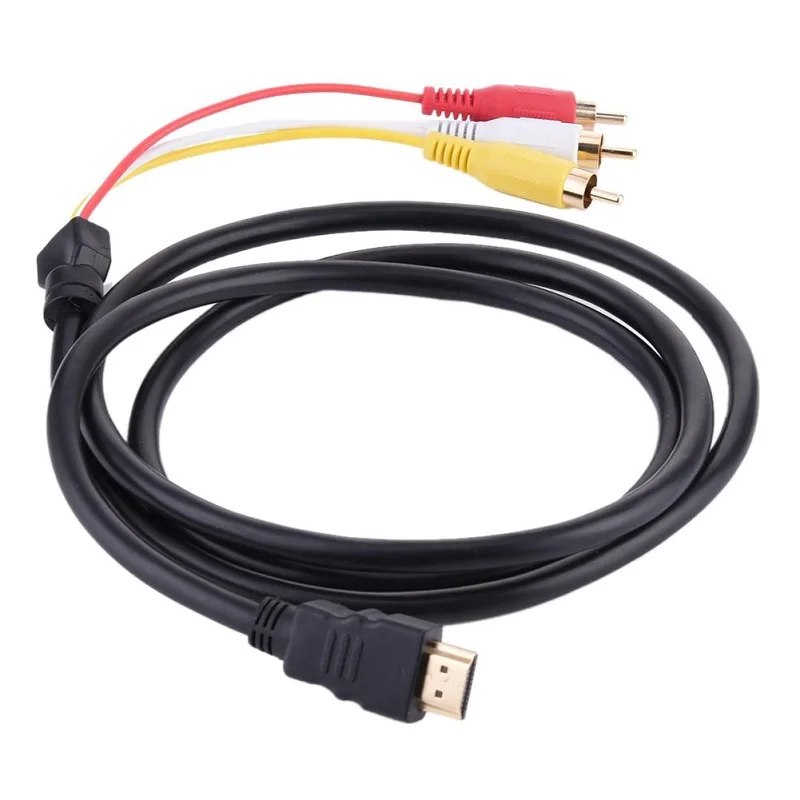 Brand New 1.5m Video Audio AV Cable HDMI-compatible Male To 3 RCA Adapter Stereo Converter Component For TV HDTV DV DVD PC